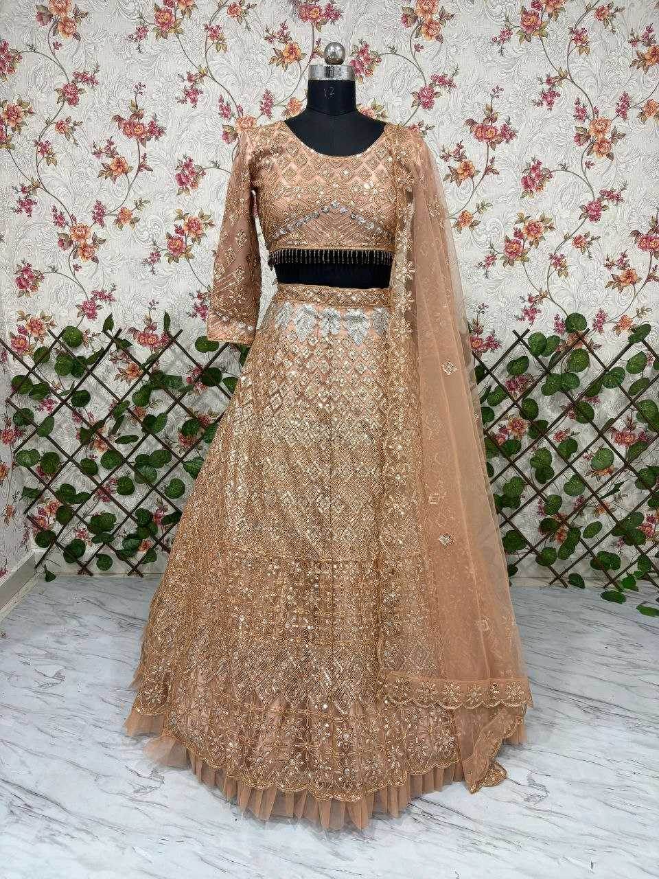 Butterfly Net Zari Work Sequins Lehenga - MYLUXURY LANE ENTERPRISE